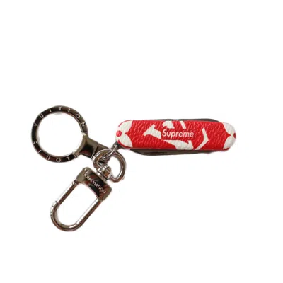 Pre-owned Louis Vuitton Men's  X Supreme Pocket Knife Key Chain In Red