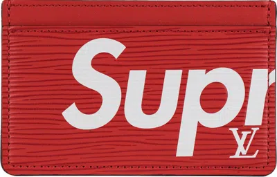Pre-owned Louis Vuitton Men's  X Supreme Porte Carte Simple Epi Red In Multi