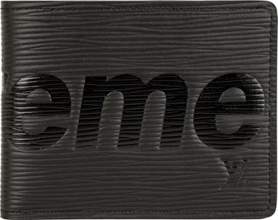 Pre-owned Louis Vuitton Men's  X Supreme Slender Wallet Epi Black In Multi
