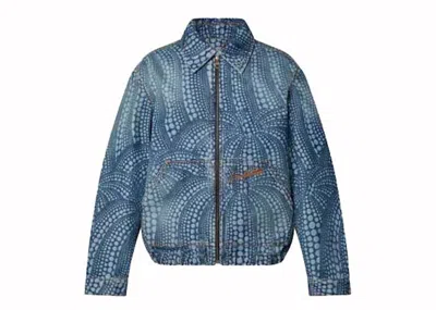 Pre-owned Louis Vuitton Men's  X Yayoi Kusama Allover Pumpkin Brandembroidered Denim Jacket In Blue