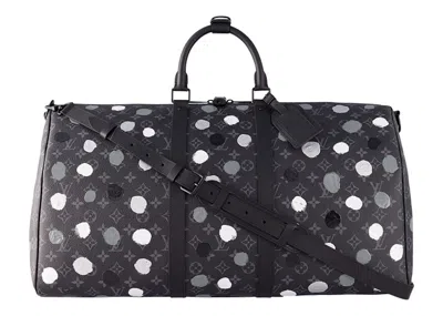 Pre-owned Louis Vuitton Men's  X Yayoi Kusama Keepall 55 In Monogram Eclipse In Black