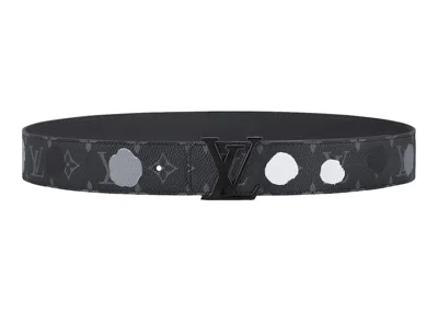 Pre-owned Louis Vuitton Men's  X Yayoi Kusama Lv Initiales 40mm Reversible Belt In Monogram Eclipse Black