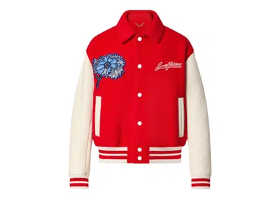 Pre-owned Louis Vuitton Men's  X Yayoi Kusama Psychedelic Flower Embroide Varsity Blouson In Red