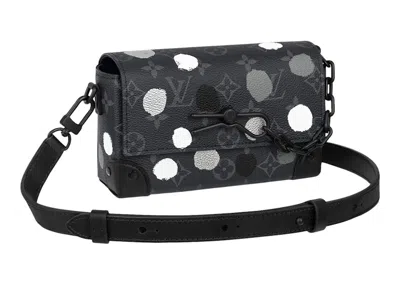 Pre-owned Louis Vuitton Men's  X Yayoi Kusama Steamer Wearable Wallet In Monogram Eclipse Black/silver In Multi