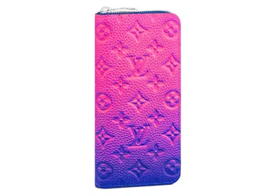 Pre-owned Louis Vuitton Men's  Zipper Wallet Vertical Taurillon Illusion In Blue/pink