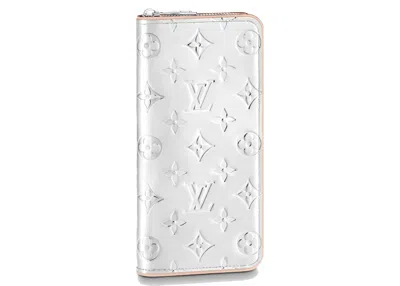 Pre-owned Louis Vuitton Men's  Zippy Wallet Vertical Monogram In Mirror In Silver