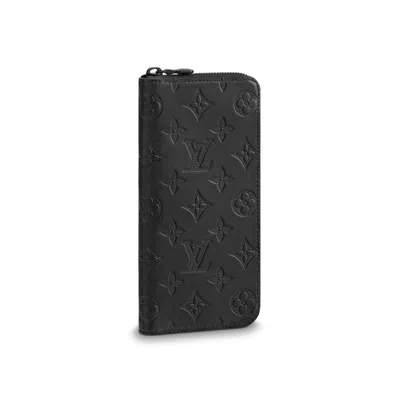 Pre-owned Louis Vuitton Men's  Zippy Wallet Verticle Monogram Shadow In Black