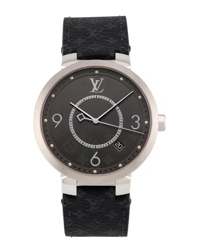 Louis Vuitton Men's Tambour Slim Eclipse Watch (authentic Pre-loved) In Black