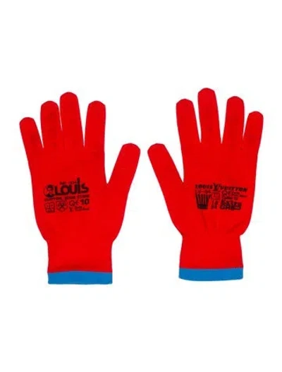 Pre-owned Louis Vuitton Mens' Nylon Printed Gloves In Red