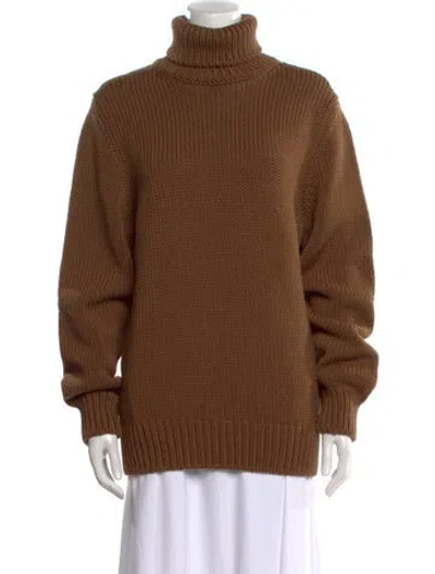 Pre-owned Louis Vuitton Merino Wool Turtleneck Sweater In Brown