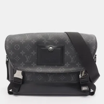 Pre-owned Louis Vuitton Messenger Voyage Pm Shoulder Bag In Monogram Eclipse Coated Canvas And Leather Black