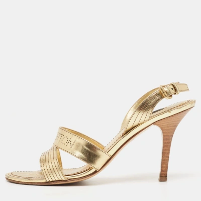 Pre-owned Louis Vuitton Metallic Gold Leather Slingback Sandals Size 36
