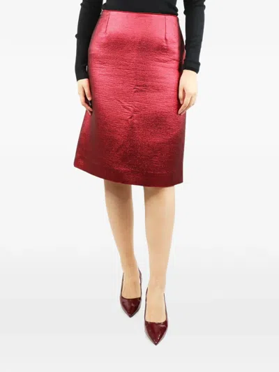 Pre-owned Louis Vuitton Metallic Midi Skirt In Red