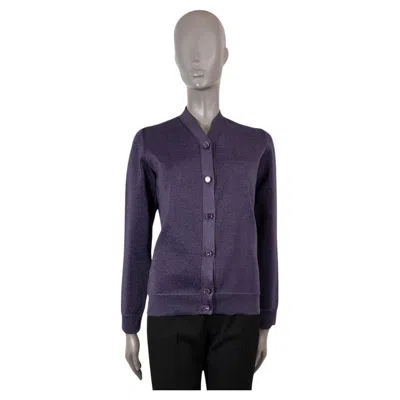 Pre-owned Louis Vuitton Metallic Purple Polyester Button-front Cardigan Sweater S
