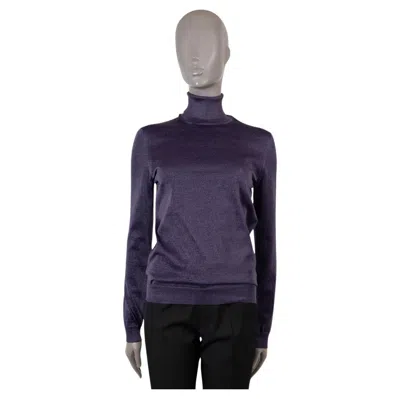 Pre-owned Louis Vuitton Metallic Purple Polyester Turtleneck Sweater S