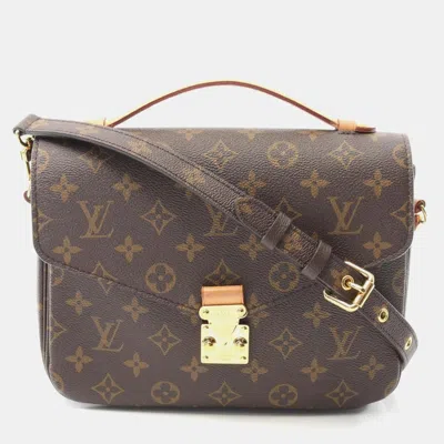 Pre-owned Louis Vuitton Metis Mm Pochette Handbag Coated Canvas Leather Monogram Brown