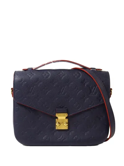 Pre-owned Louis Vuitton Metis Monogram Empreinte Tote Bag In Blue