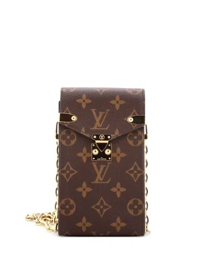 Pre-owned Louis Vuitton Metis Phone Pouch On Chain Monogram Canvas Shoulder Bag In Brown