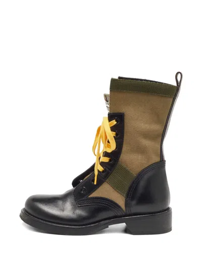 Pre-owned Louis Vuitton Metropolis Flat Ranger Monogram Canvas Combat Boots In Green