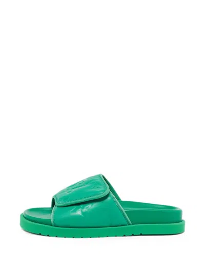 Pre-owned Louis Vuitton Miami Monogram Slides In Green