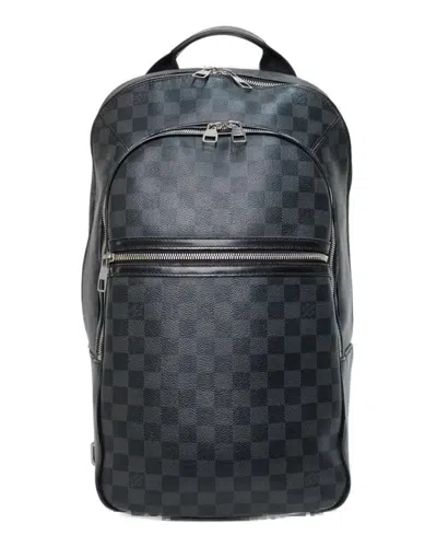 Pre-owned Louis Vuitton Michael Backpack Damier Graphite In Gray