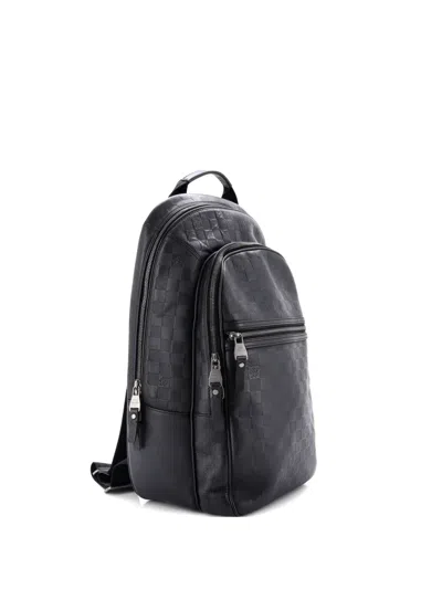 Pre-owned Louis Vuitton Michael Nm Damier Infini Leather Backpack In Black