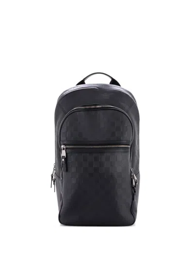 Pre-owned Louis Vuitton Michael Nm Damier Infini Leather Backpack In Black