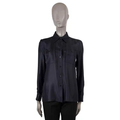 Pre-owned Louis Vuitton Midnight Blue Silk 2020 Monogram Button-up Shirt 36 Xs