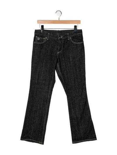 Pre-owned Louis Vuitton Mid-rise Wide Leg Jeans In Black