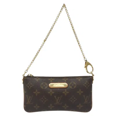 Pre-owned Louis Vuitton Milla Brown Canvas Clutch Bag ()