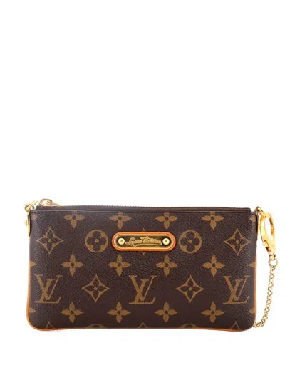 Pre-owned Louis Vuitton Milla Pochette Monogram Canvas Mm Clutch Bag In Brown