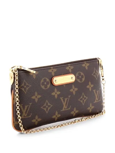 Pre-owned Louis Vuitton Milla Pochette Monogram Canvas Mm Clutch Bag In Brown