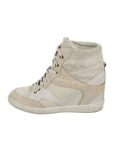 Pre-owned Louis Vuitton Millennium Wedge Sneakers In White