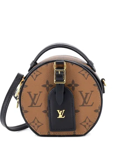 Pre-owned Louis Vuitton Mini Boite Chapeau Bag Reverse Monogram Canvas Crossbody Bag In Brown