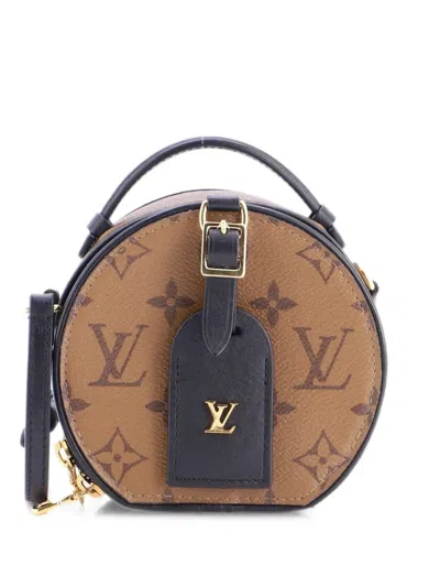 Pre-owned Louis Vuitton Mini Boite Chapeau Bag Reverse Monogram Canvas Crossbody Bag In Brown
