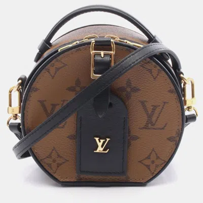 Pre-owned Louis Vuitton Mini Boite Chapeau Handbag Coated Canvas And Leather Monogram Reverse Brown Black