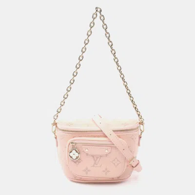 Pre-owned Louis Vuitton Mini Bum Bag Shoulder In Leather With Floral Monogram Pattern Pink