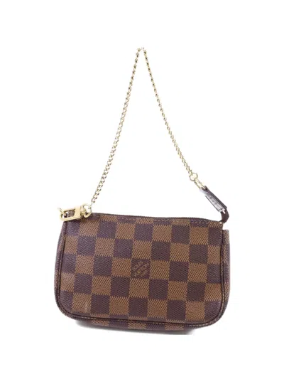 Pre-owned Louis Vuitton Mini Damier Pochette Accessoires Shoulder Bag In Brown
