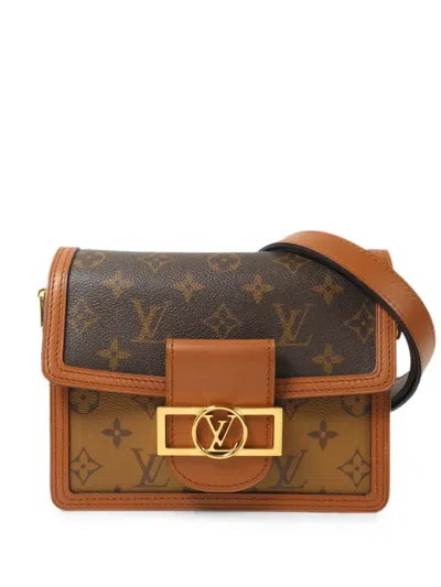 Pre-owned Louis Vuitton Mini Dauphine Monogram Reverse Shoulder Bag In Brown