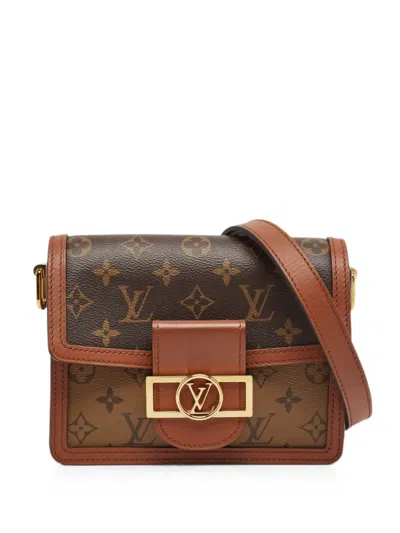 Pre-owned Louis Vuitton Mini Dauphine Monogram Reverse Shoulder Bag In Brown
