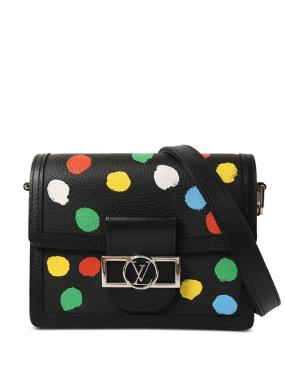 Pre-owned Louis Vuitton Mini Dauphine Polka-dot Shoulder Bag In Black