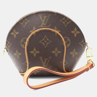 Pre-owned Louis Vuitton Mini Ellipse Pouch Bag Leather Monogram Brown