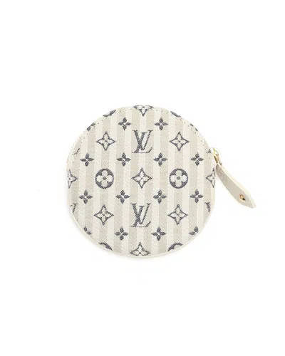 Pre-owned Louis Vuitton Mini Lin Coin Purse In Beige