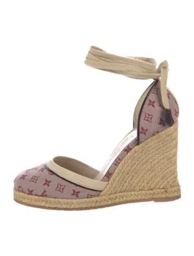 Pre-owned Louis Vuitton Mini Lin Pattern Canvas D'orsay Pumps Canvas D'orsay Pumps In Pink