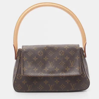 Pre-owned Louis Vuitton Mini Looping Handbag Monogram Canvas Brown