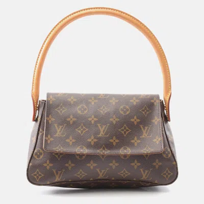 Pre-owned Louis Vuitton Mini Looping Handbag Monogram Canvas Leather Brown