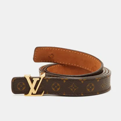 Pre-owned Louis Vuitton Mini Monogram Canvas Lv Slim Waist Belt 80cm In Brown