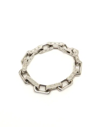 Pre-owned Louis Vuitton Mini Monogram Chain Bracelet In Silver