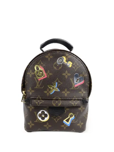 Pre-owned Louis Vuitton Mini Palm Springs Love Lock Backpack In Brown