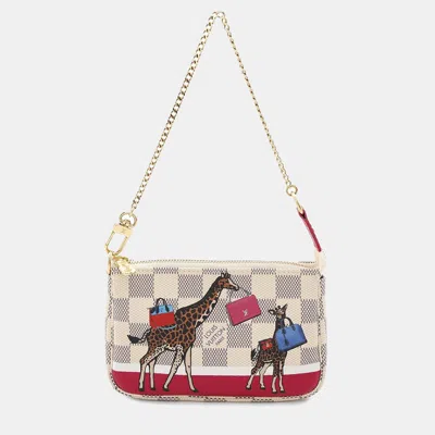 Pre-owned Louis Vuitton Mini Pochette Accessoires Beige Damier Azur